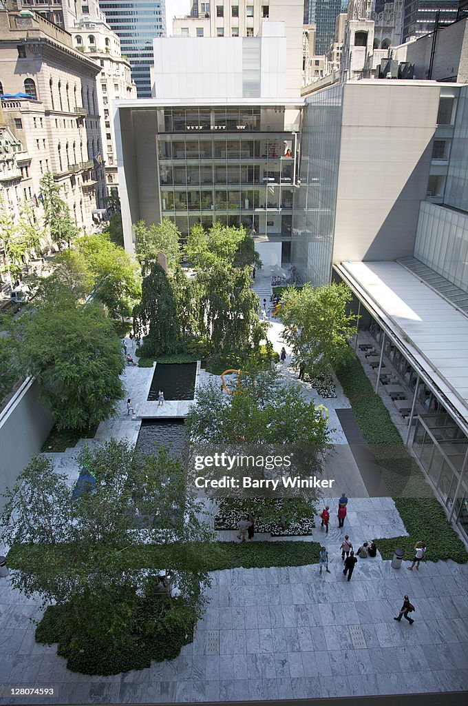 Aerial view of sculpture garden at The Museum of Modern Art, New York, NY