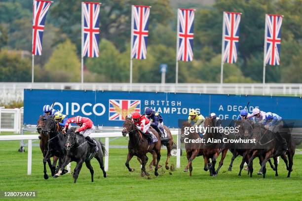 Tom Marquand riding Njord wins The Balmoral Handicap during the Qipco British Champions Day at Ascot Racecourse on October 17, 2020 in Ascot,...