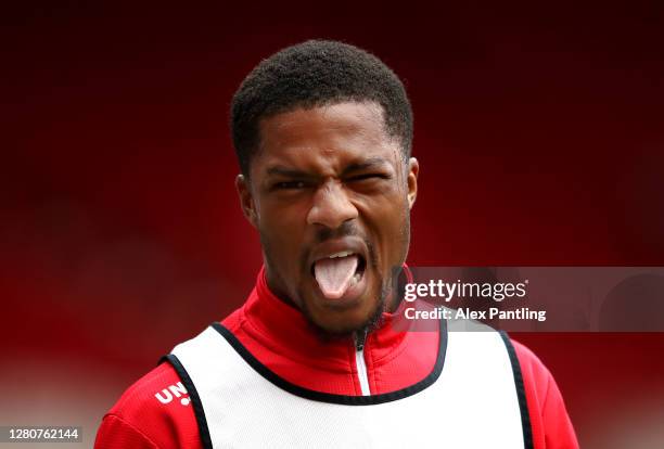 Chuba Akpom of Middlesborough reacts during the Sky Bet Championship match between Middlesbrough and Reading at Riverside Stadium on October 17, 2020...