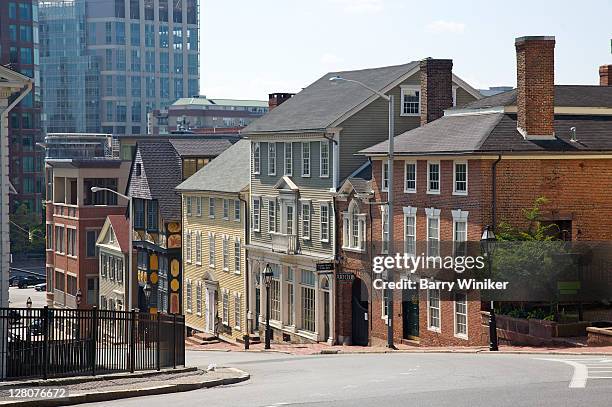 diverse architectural styles on one street in downtown providence, rhode island - providence rhode island ストックフォトと画像