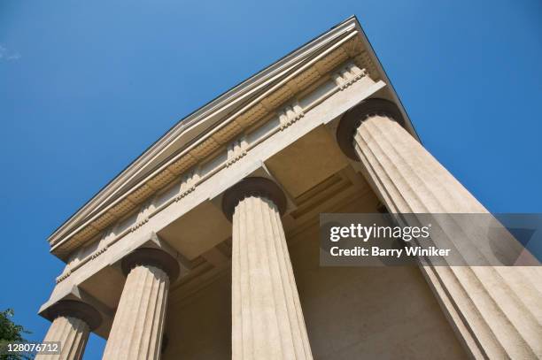 classical exterior with columns of manning hall, manning chapel, and haffenreffer museum of anthropology, brown university, providence, rhode island - providence stock pictures, royalty-free photos & images