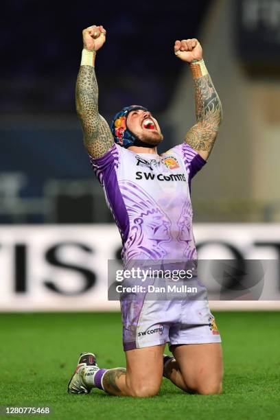 Jack Nowell of Exeter Chiefs celebrates victory after the Heineken Champions Cup Final match between Exeter Chiefs and Racing 92 at Ashton Gate on...