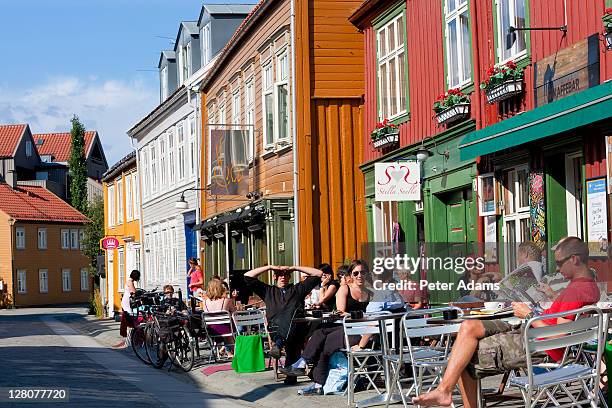 outdoor cafe,trondheim, sor trondelag, norway - trondheim stock-fotos und bilder