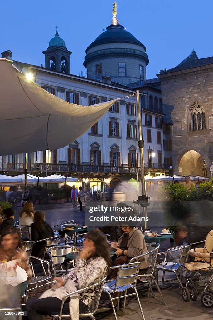 Cafe, restaurant, Old Square, Bergamo, Italy