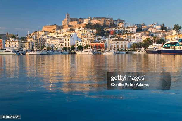 harbour and old town, eivissa or ibiza town, ibiza, balearic islands, spain - ibiza town stock pictures, royalty-free photos & images