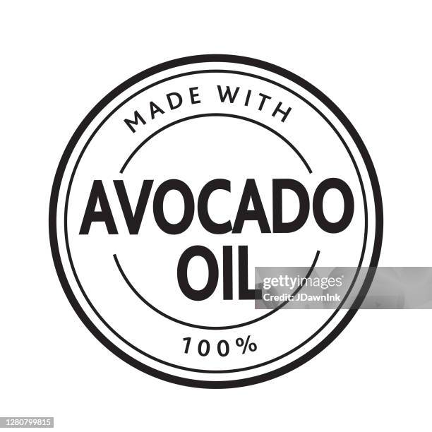 made with avocado oil 100% round stamp design - avocado oil stock illustrations