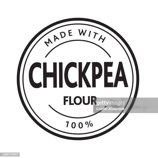 made with chickpea flour 100% round stamp design - chickpeas stock illustrations