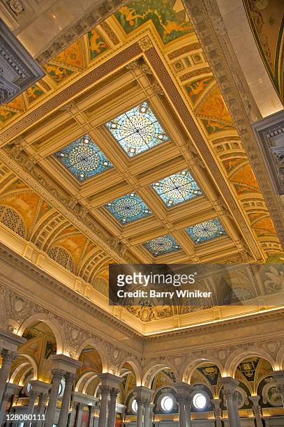 main entrance hall, library of congress, washington, d.c., u.s.a. - library of congress interior stock pictures, royalty-free photos & images