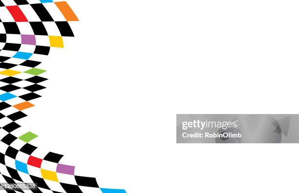 distorted checkerboard background - abstract twisted multicolored shape stock illustrations