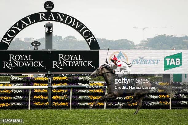 Kerrin McEvoy on Classique Legend wins race 7 the TAB Everest during Sydney Racing at Royal Randwick Racecourse on October 17, 2020 in Sydney,...