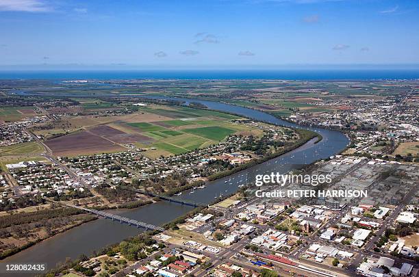 aerial view of bundaberg, queensland, australia - bundaberg - queensland bildbanksfoton och bilder