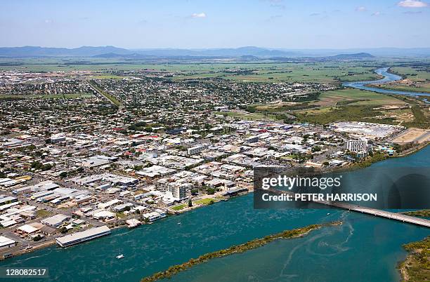 aerial of mackay, queensland. australia - mackay stock-fotos und bilder