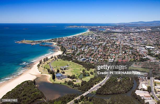 aerial view of wollongong new south wales, australia - wollongong stock pictures, royalty-free photos & images