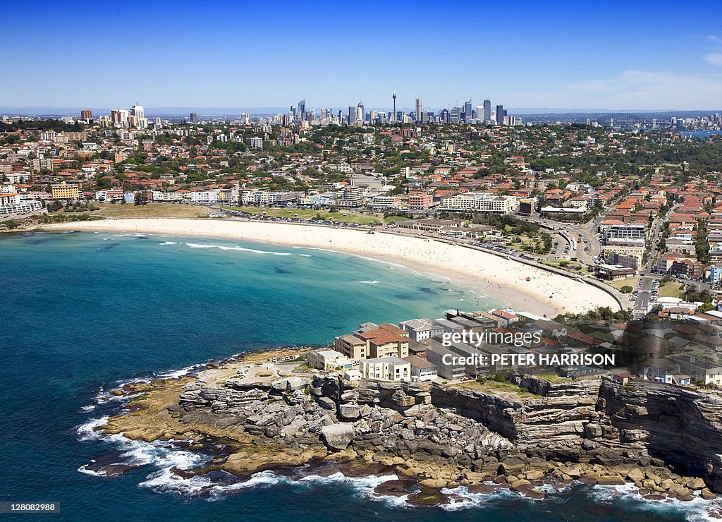 Aerial of Bondi Beach, Sydney, New South Wales, Australia