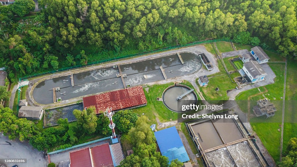 Aerial View of Sewage Treatment Plant
