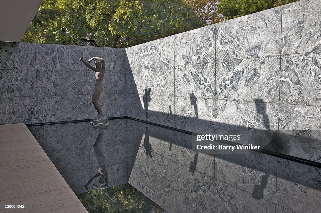 Georg Kolbe's sculpture, Morning, in The Mies van der Rohe Pavilion, The German Pavilion, built 1929 for the Barcelona International Exposition, rebuilt 198386, Barcelona, Catalonia, Spain