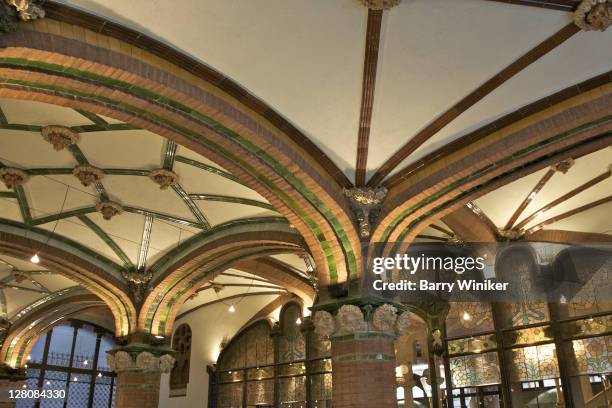 interior of palau de la musica catalonia, barcelona, spain - musica stock pictures, royalty-free photos & images