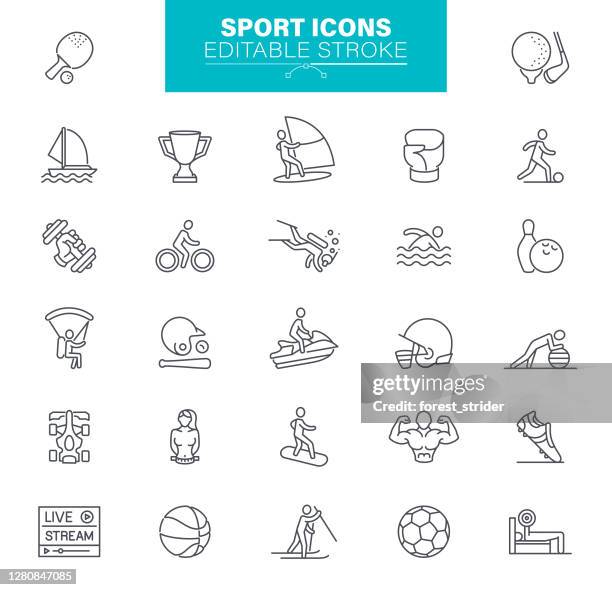 sport-icons editierbarer strich - anaerobic stock-grafiken, -clipart, -cartoons und -symbole