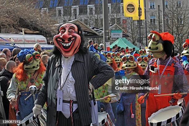 basel's traditional carnival, fasnacht, switzerland - masked musicians bildbanksfoton och bilder