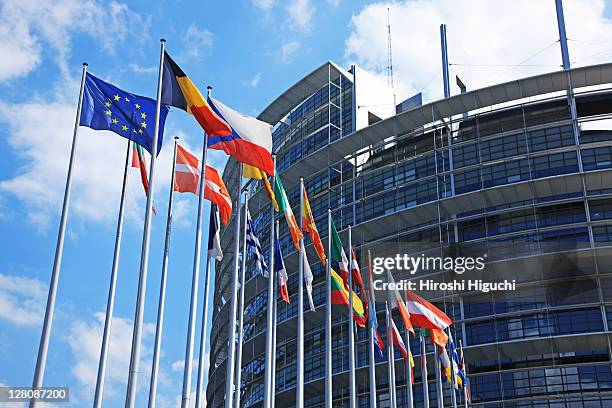 european parliament building, alsace, strasbourg, france - european parliament stock pictures, royalty-free photos & images