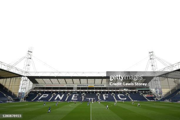 General view inside the stadium as the players takes a knee in support of the Black Lives Matter movement the Sky Bet Championship match between...