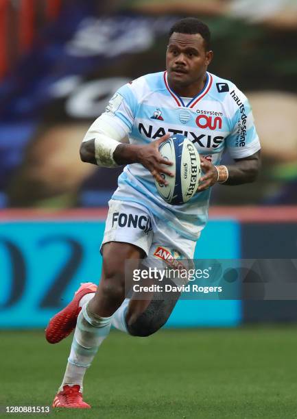 Virimi Vakatawa of Racing 92 runs with the ball during the Heineken Champions Cup Final match between Exeter Chiefs and Racing 92 at Ashton Gate on...