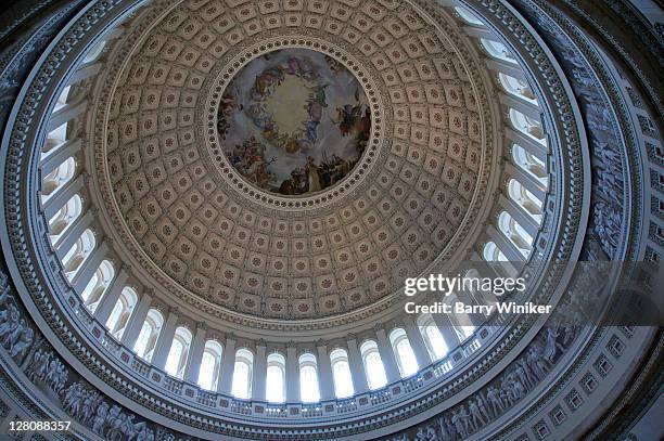 interior of dome, capitol building, washington dc, usa - capitol hill stock pictures, royalty-free photos & images