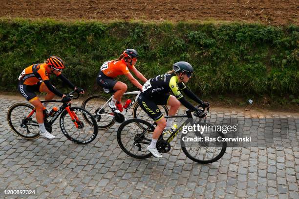 Valeriya Kononenko of Ukraine and Team Ciclotel / Emma White of The United States and Rally Cycling Team / Gracie Elvin of Australia and Team...