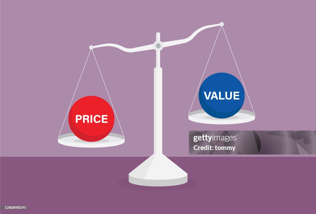 Price over value on the balance scale
