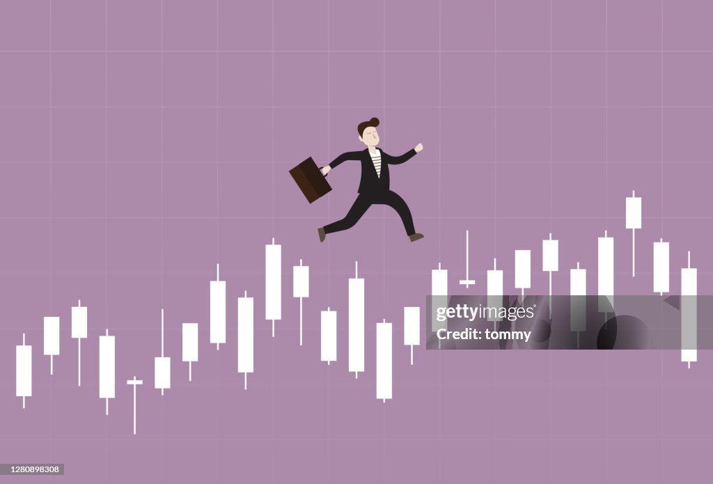 Businessman Run Over A Stock Market Graph High-Res Vector Graphic ...