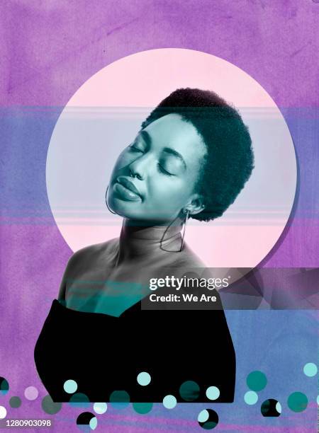 portrait of woman with eyes closed - black culture stock-fotos und bilder