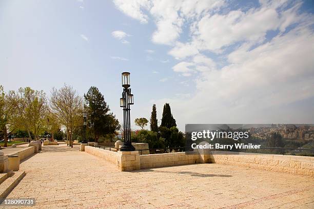 overlook, haas promenade, jerusalem, israel - haas stock pictures, royalty-free photos & images