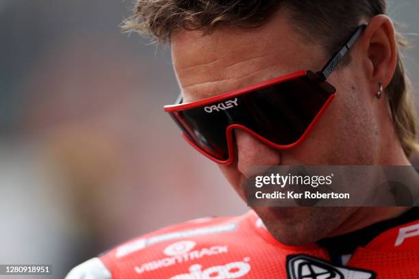 Josh Brookes of Australia and VisionTrack Ducati prepares to ride in the final race of the 2020 Bennetts British Superbike Championship at Brands...
