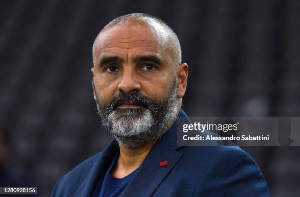 Fabio Liverani head coach of Parma Calcio looks on during the Serie A match between Udinese Calcio and Parma Calcio at Dacia Arena on October 18,...