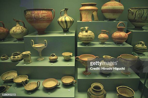 the developement of mycaean pottery. - archaeology stock pictures, royalty-free photos & images