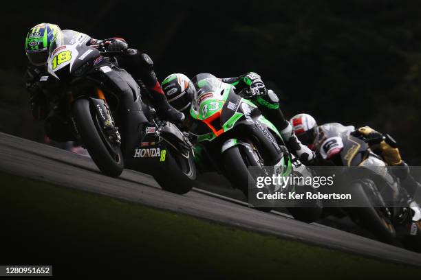 Andrew Irwin of Honda Racing rides during the penultimate round of the Bennetts British Superbike Championship at Brands Hatch on October 18, 2020 in...