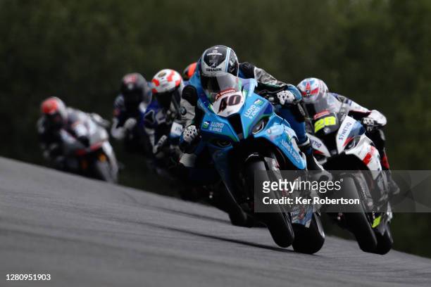 Joe Francis of BMW Motorrad rides during the penultimate round of the Bennetts British Superbike Championship at Brands Hatch on October 18, 2020 in...
