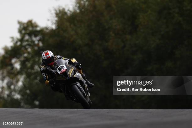 Luke Mossey of BMW - RICH Energy OMG Racing rides in the penultimate race of the 2020 Bennetts British Superbike Championship at Brands Hatch on...