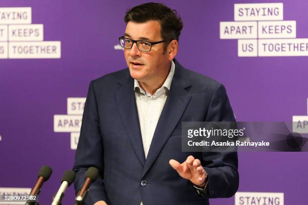 Premier of Victoria Daniel Andrews addresses the media during his daily press conference as Melbourne recorded 4 new Covid-19 cases and one death on...