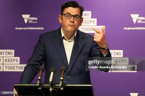 Premier of Victoria Daniel Andrews addresses the media during his daily press conference as Melbourne recorded 4 new Covid-19 cases and one death on...