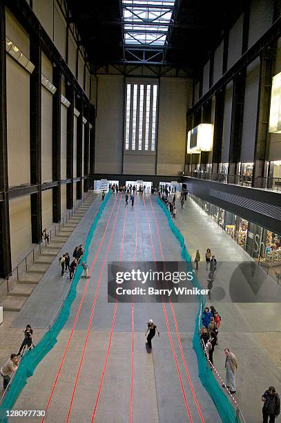 skateboard event in turbine hall at tate modern, london, united kingdom - turbine hall stock pictures, royalty-free photos & images