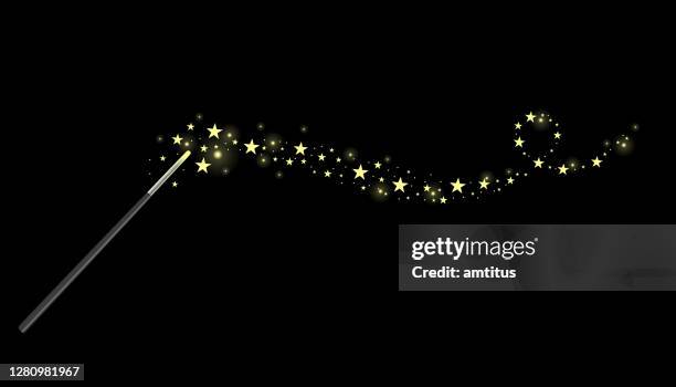 stockillustraties, clipart, cartoons en iconen met toverstaf goudstof - magic wand