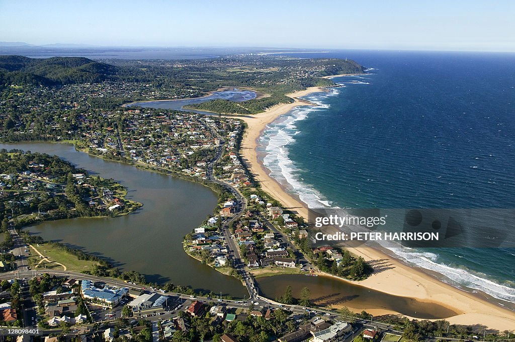Aerial view of Wamberal, , Central Coast, NSW, Australia