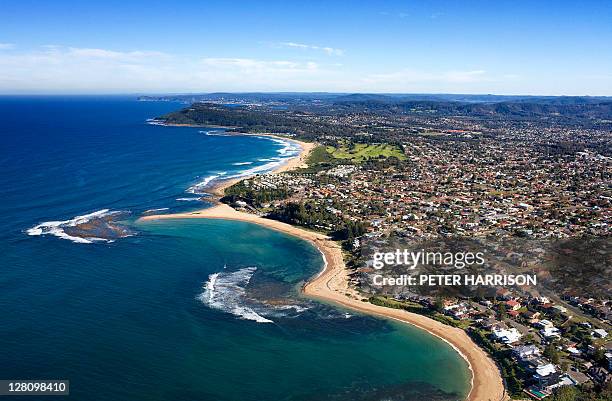 aerial view of toowoon bay, central coast, nsw, australia - toowoon bay stock pictures, royalty-free photos & images