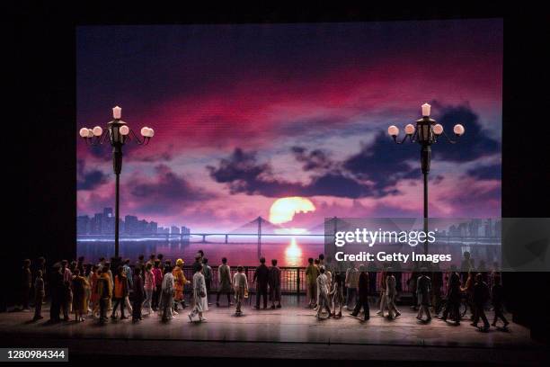 The cast y perform on stage during the opera "Angel's Diary" on October 18, 2020 in Wuhan, Hubei province, China. The opera, paying tribute to...