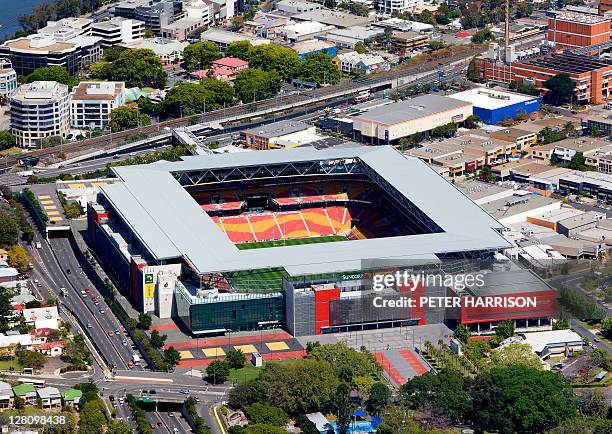 aerial view of suncorp stadium, brisbane, queensland, australia - brisbane stock pictures, royalty-free photos & images