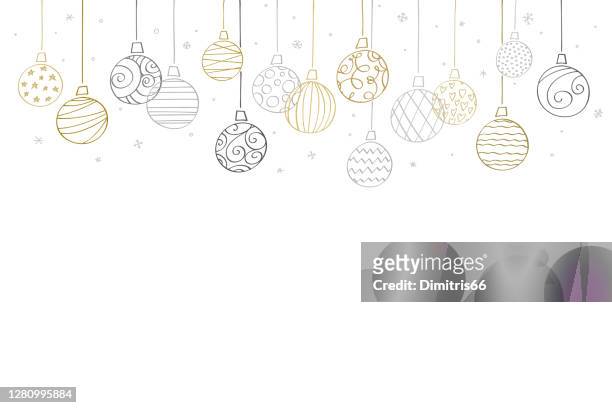 christmas hand drawn baubles with empty blank space for your message - ornament stock illustrations