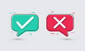 True and false flat icons. Vector illustration
