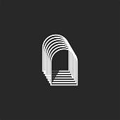 Door logo isometric shape, abstract doorway gate symbol, creative interior design logotype