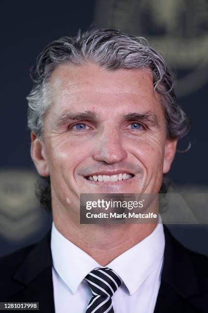 Panthers coach Ivan Cleary speaks to media during the Dally M Awards at Fox Sports Studios on October 19, 2020 in Sydney, Australia.